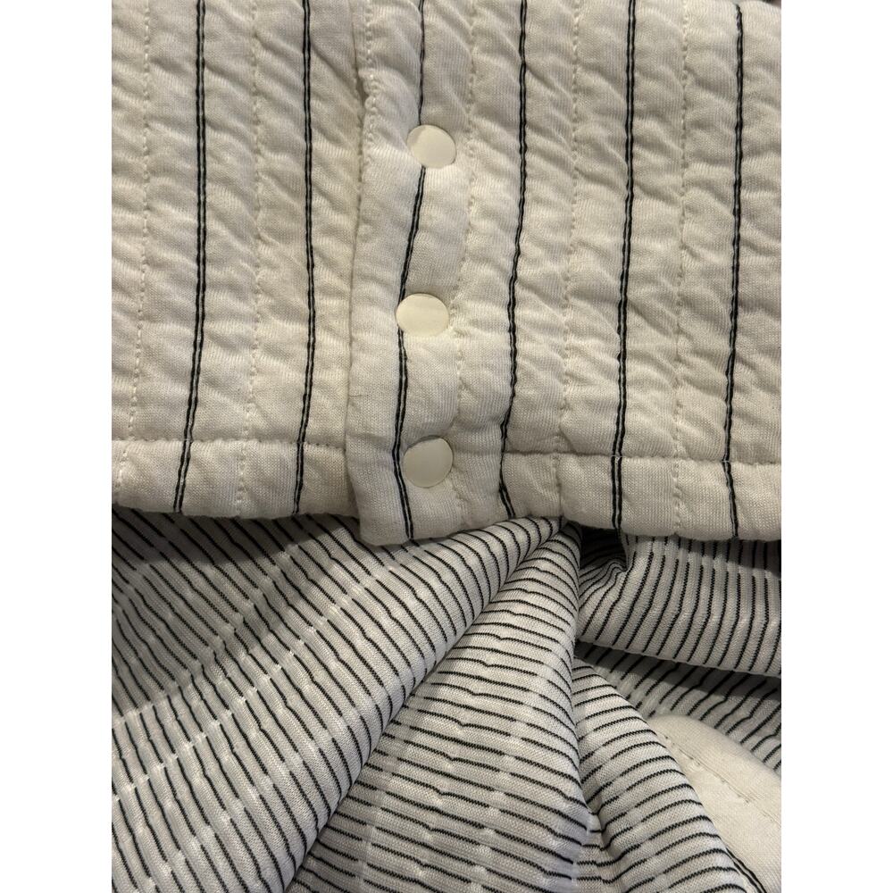 NWT Zara Boxy Oversized Striped Soft Quilted Long Sleeve Sweater  M White Black - Picture 8 of 16